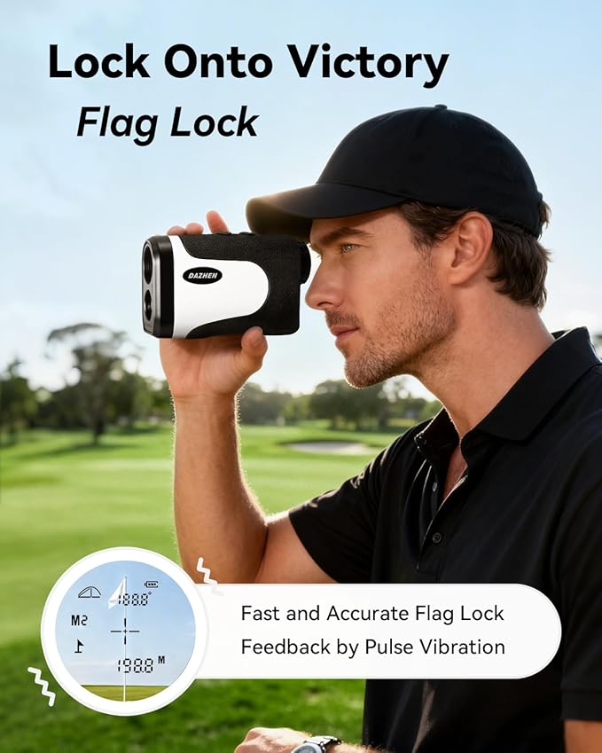 DAZHEN Golf Rangefinder with Slope, 1200 Yards Laser Range Finder Golfing with External Screen, Flag Pole Locking Vibration, 6X Magnification, Golf Accessories for Men