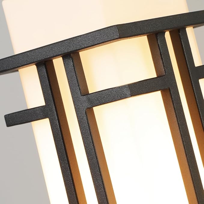 EERU Outdoor Post Lights Waterproof Metal Frame with Milk White Frosted Glass Pier Mount Outdoor Lighting Fixtures(with 3-Inch Pier Mount Base) Pillar Light Post Lantern for Garden Backyard and Porch