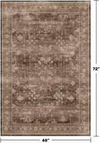 Boho Taupe Brown 4x6 Living Room Rug - Modern Traditional Oriental Neutral, Washable Low Pile Non-Slip Small Area Rugs for Entryway, Bedroom, Foyer, Mudroom - Image 2