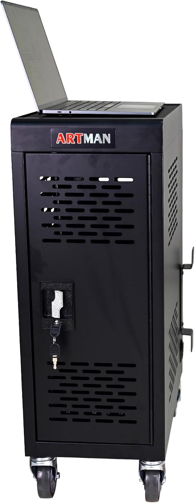 TIOPLY Laptop Charging Cart, 16 Device Tablet Storage Carts for iPad Up to 16.3" Screen Size, Mobile Charging Station for Classroom, with Cord Organizer, Front and Back Access Locking Cabinet Black