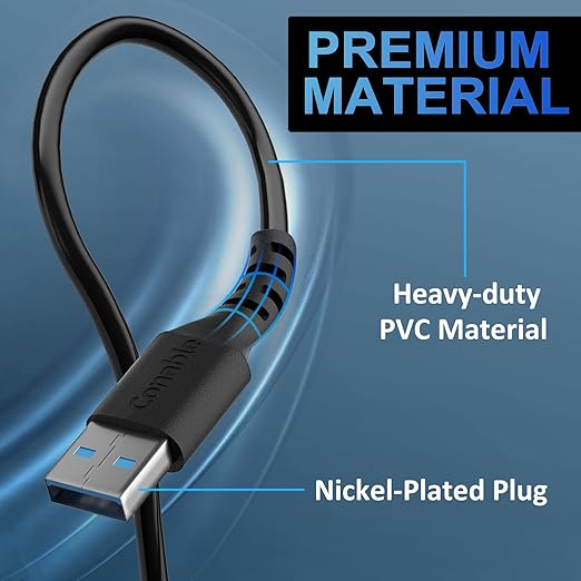 USB 3.0 Male to Male Cable 4FT - Type A, 5Gbps Data Transfer for Hard Drive, Laptop, DVD Player, USB Hub, Monitor, Camera, Set Top Box - Includes 5 Cable Ties