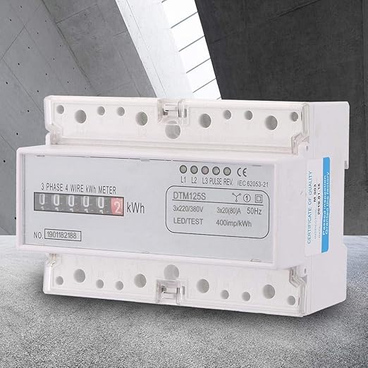 3 Phase Energy Meter Electric Power Meter, 220/380V 20-80A Kilowatt Hour KWH Meter Energy Consumption DIN Track Installation