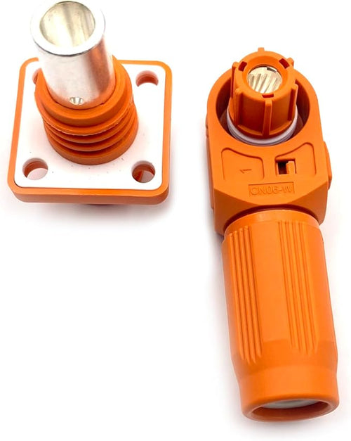 1 Set Battery Energy Storage Connector, 400A High Current Connectors Quick Plug Terminal Orange Right Angle Plug and Socket IP67 Waterproof Power Adapter Crimping 150mm² Wiring (1500V)