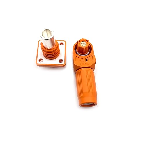 300A Battery Energy Storage Connector, 95mm² High Current Connectors IP67 Waterproof Crimping Wiring Power Adapter Quick Plug Terminal Right Angle Plug and Socket (1500V Black+Orange)