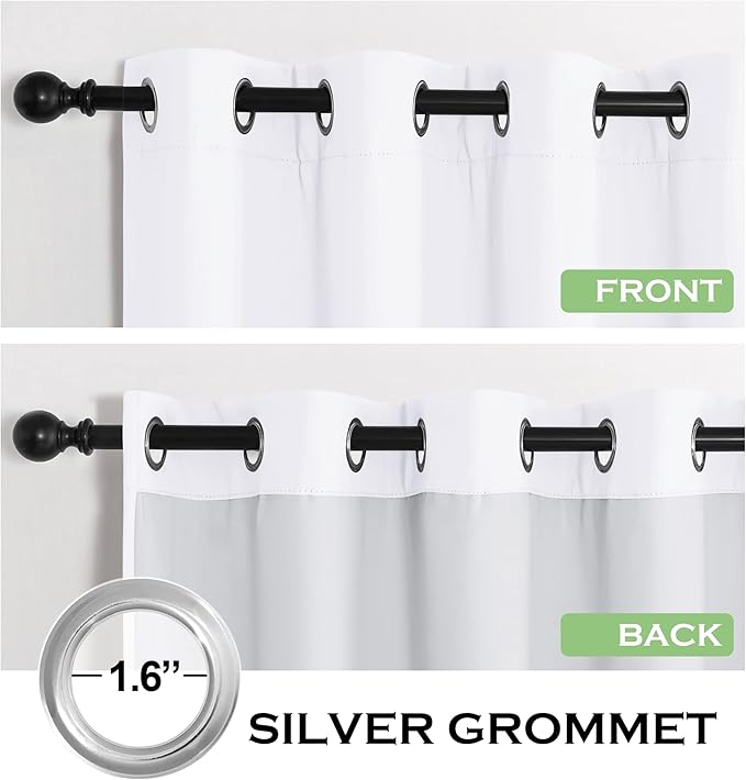 KGORGE Anti Dust Soundproof 100% Blackout Curtains 4 Layers Heavy Duty Energy Efficiency Window Curtains for Living Room Baby Bedroom Home Office Studio, Wide 52 x Long 95 inches, White, 2 Panels