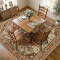 RELEANY Washable Area Rug, Square 7'x7', Red/Orange/Blue/Brown by RELEANY