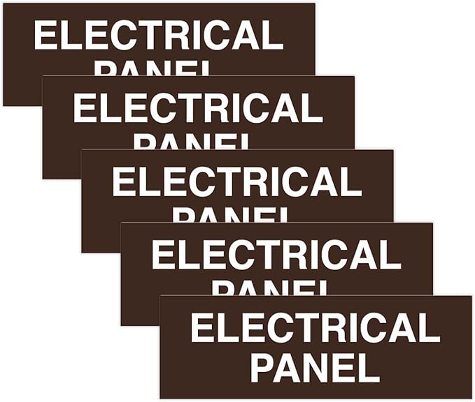 All Quality Basic Electrical Panel Sign - Fire Regulation Safety Compliance Sign - Dark Brown - Large (5 Pack)