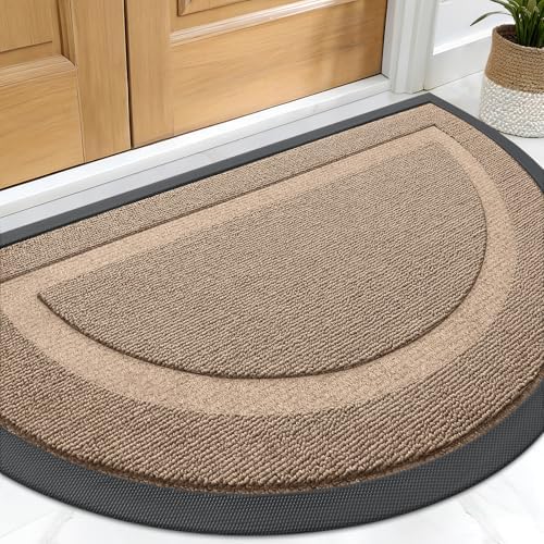 OLANLY Half Circle Front Door Mat Outside 33x21 All-Season Rubber Doormat by OLANLY
