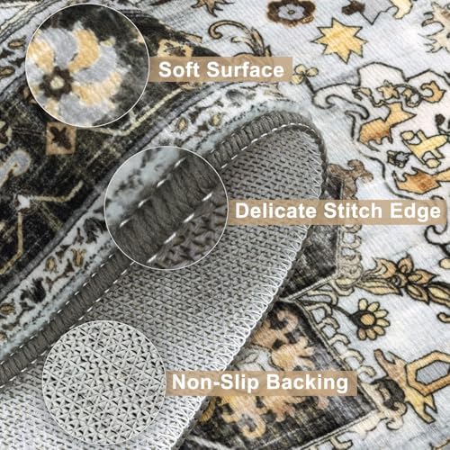 Yamaziot Washable Runner Rug, 2x8 Non-Slip Boho Vintage Hallway Kitchen Rug - Image 3