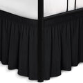 Biscaynebay Wrap Around Bed Skirts with Split Corners for King Beds 14" Drop, Black Elastic Dust Ruffles Adjustable Easy Fit Wrinkle & Fade Resistant Silky Luxurious Fabric Machine Washable