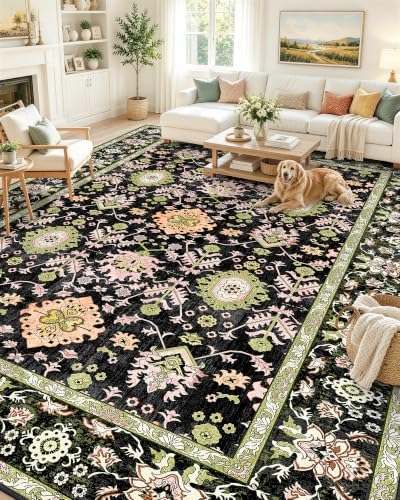 OLANLY 9x12 Washable Area Rug, Soft Non Slip Carpet for Bedroom Living Room by OLANLY