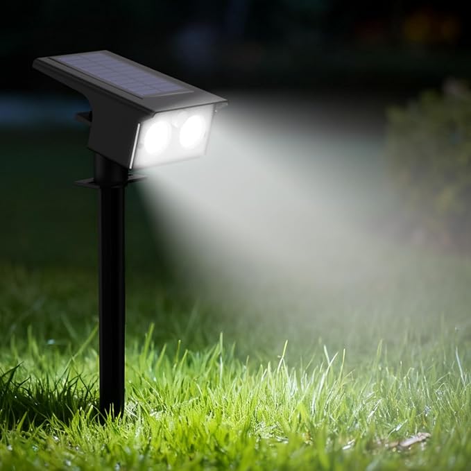 btfarm Solar Spot Lights Outdoor Waterproof, 2 Pack/3 Modes Motion Sensor Lights, Solar Powered Spotlights 2-in-1 Auto On/Off for Outside Pathway Yard Garden Landscape Lighting, Cool White