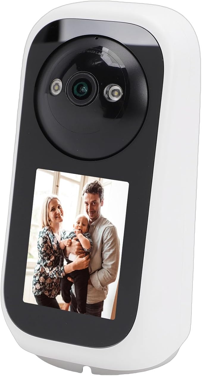 PUSOKEI 2K Security Camera Indoor, 360 PTZ Surveillance Camera with 2.8" IPS HD Screen & App, Al Human Detection, 2 Way Video Call, One Key Call, APP & Alert Push