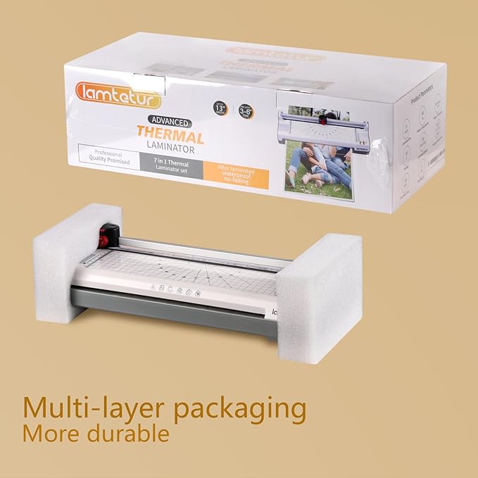 Laminator Machine 13Inch Wide with 120 Letter Size Laminating Sheets for A3/A4/A6,11X17 Thermal Hot&Cold 2 Roller Laminated 3-5Mil with Paper Cutter, Corner Rounder for Office Home School Teacher Use