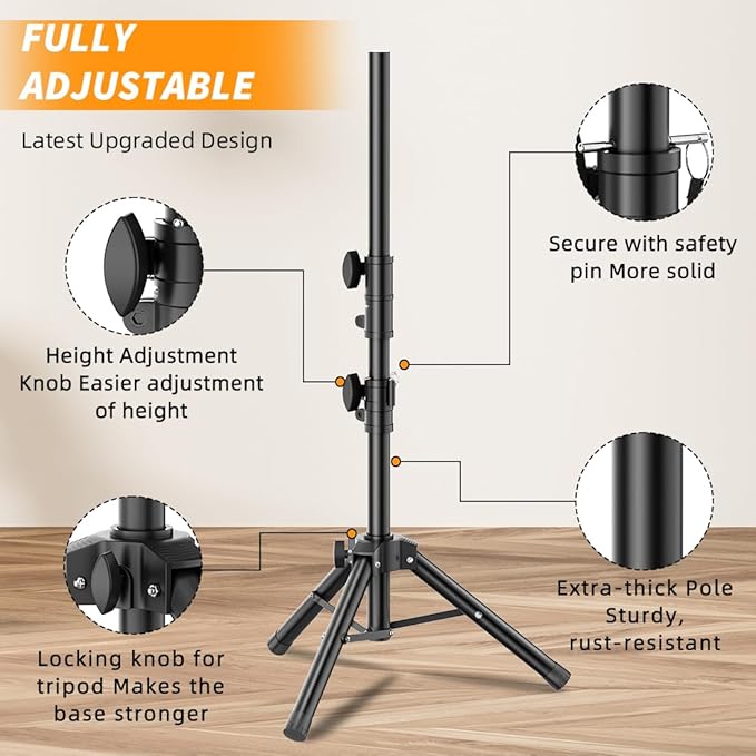 Small Speaker Stands, Lightweight 35mm Compatible Insert, Adjustable Height from 24-50 Inch Speaker Tripod Stand Support 55 LB with Storage Bag