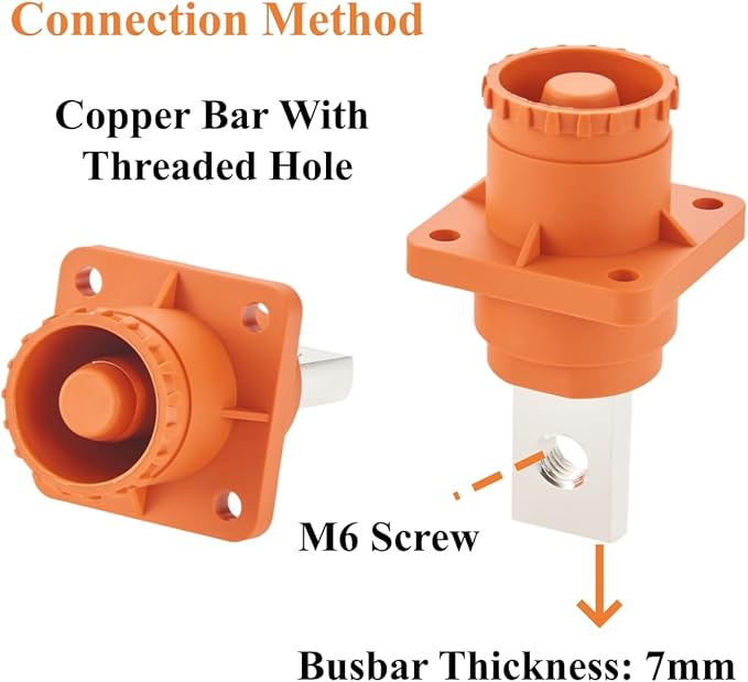 1 Set Battery Energy Storage Connector 350A 95mm² High Current HV Connectors Quick Plug Terminal Right Angle Plug and Socket IP67 Waterproof Power Adapter (Orange, 350A)