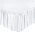KRISHNA Ruffled Bed Skirt with Split Corners King, 100% Microfiber Hotel Quality, 10 Inch Drop Dust Ruffle Gathered Bedskirt with Platform, 78" x 80", White
