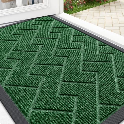 OLANLY Front Door Mat Outside 29.5x17, All-Season Absorbent Rubber Doormat by OLANLY