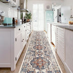 Hallway Washable Runner Rug - 2'6x14 Kitchen Rugs Entryway Rug Runner Vintage Soft Floor Mat Non Slip Indoor Farmhouse Carpet for Bathroom Living Room Bedroom (2'6''x14', Brick) - Image 2
