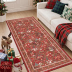 3x6 Christmas Runner Rug for Hallway,Washable Kitchen Rug,Red - Image 3
