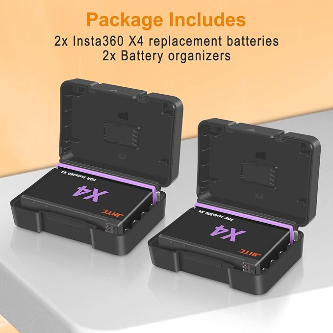 JHTC 360 X4 Battery Compatible with X4, 2 Pack 2500mAh Replaceme X4 Batteries with Battery Storage Case