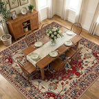RELEANY Washable Area Rug, Square 10'x10', Red/Blue by RELEANY