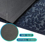 Bulijojo Sturdy Front Entrance Doormats,Durable Heavy Duty Welcome Mat,Thick Absorbent Natural Rubber Non Slip Mat,Easy Clean Entryway Mat Leaves Blue 23"x35" - Image 3