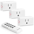 SURAIELEC Remote Control Outlet, Wireless Light Switch - 3 Outlets + 1 Remote, 15 AMP, 100FT Range, No Interference, Remote Light Switch Kit for Lamp, Fan, Christmas Tree Light, Household Appliance