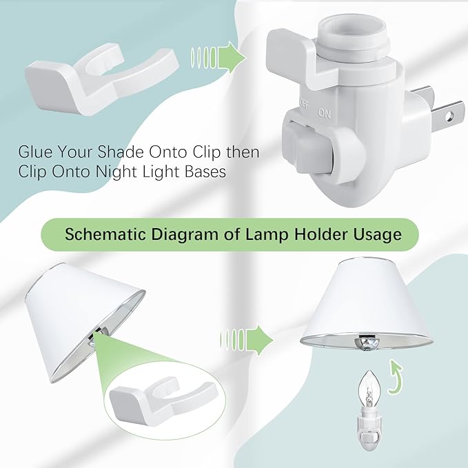 Tuanse 30 Sets Plug in Night Light Module Night Light Base with Shade Mounting Clip Plastic Lights Rotating Base for Making Your Own Decorative (White)