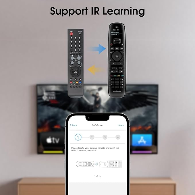 SofaBaton U2 Universal Remote with Backlit Button and Upgraded Scroll Wheel, All in One Universal Remote Control with App Control, Custom Macros for Smart TVs,Sound Bar, DVD/Blu-ray Players and More