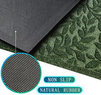 Bulijojo Sturdy Front Entrance Doormats,Durable Heavy Duty Welcome Mat,Thick Absorbent Natural Rubber Non Slip Mat,Easy Clean Entryway Mat Leaves Green 23"x35" - Image 3