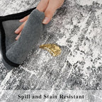 Washable 2x5 Kitchen Area Rug: Non-Slip Abstract Water-Resistant Entryway Rug Soft Sink Fridge Area Bedroom Carpet Low Pile Floor Mat for Bathroom Laundry Nursery Non-Shedding Runner(2X5,Black/Grey) - Image 6
