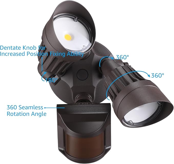 LEONLITE COB LED Security Light, Motion Sensor Outdoor Lights, Dusk to Dawn, 100-277V, ETL Listed, Adjustable Heads, Motion Detector Flood Light for Outside, IP65 Waterproof, 3000K Warm White, Bronze