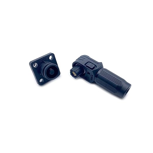 200A Battery Energy Storage Connector, 50mm² High Current Connectors IP67 Waterproof Stud Wiring Power Adapter Quick Plug Terminal Right Angle Plug and Socket (1500V Black)