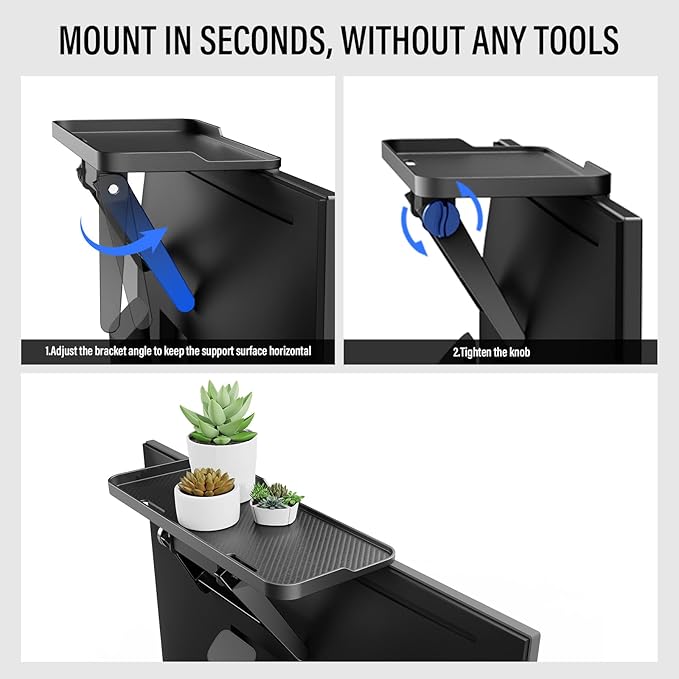 CABTE 2 Pcs TV Top Shelf- Adjustable Monitor Screen Shelf, TV Top Storage Bracket Computer Screen Shelf for Soundbar, Media Boxes, Game Console, Router and Home,11.8 x 4.9in