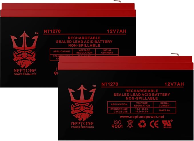 Neptune Power Products Brand NT1270 12V 7Ah Rechargeable Sealed Lead Acid Battery - Enduring 6-DW-7 UB1270-2 Pack Replacement Batteries