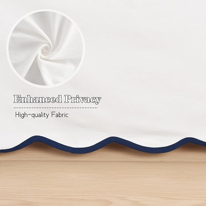 HIG Queen Bed Skirt - Easy Fit Scallop Edge Pleated Bedskirts With Spilt Coner, 12 Inch Drop Anti-Slip Dust Ruffle, Thick Fabric for Enhanced Privacy, Pre-Washed for Long-Lasting Use, Machine Washable