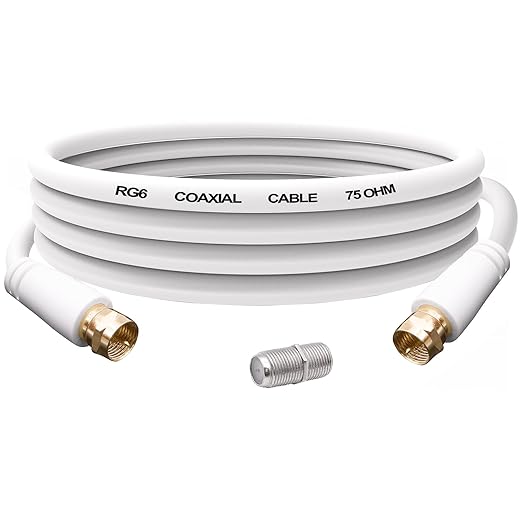 YARCHONN RG6 Coaxial Cable F Type Male to Male TV Aerial RG6 Coax Patch Adapter Cable Cord with F Female Gender Changer Connector for Internet Broadband Satellite TV Modem Set-top Box-1.8M/5.9FT