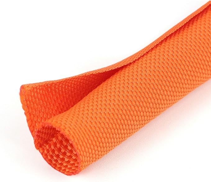 HOLED 3/16 inch Split Braided Cable Management Sleeve for USB Cable Power Cord Audio Video Cable, Wire Loom Cord Protector from Cat Dog Chewing (Orange, 25FT)