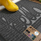 GORILLA GRIP WeatherMAX Door Mat, Indoor Outdoor, 35x23, Dark Gray Hello by GorillaGrip