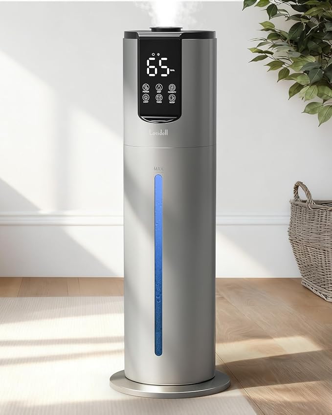 Lacidoll 8L Humidifiers for bedroom, Humidifiers large room up to 500 sq ft, Easy to Clean Humidifier with Washable Parts, Ultrasonic Cool Mist Humidifier for Home Plants Baby Nursery Office, Grey