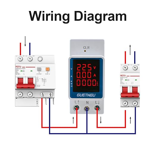 GUETNEU Digital Display Energy Meter Energy Tester Electricity Usage Monitor AC Rail-Mounted Meter GT2P-UID, AC 80~270V, 0~100A, 50/60Hz. Used to Measure AC Voltage, Current and Energy Consumption