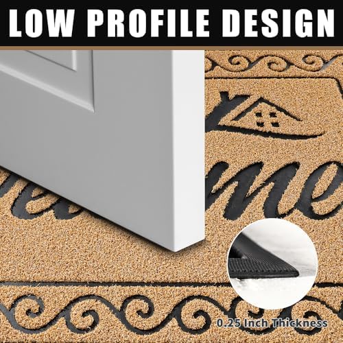 Yimobra Welcome Mat Outdoor Indoor, Waterproof Heavy Duty Front Door Mat Outside Entrance, Extra Sturdy Non-Slip Doormat, Low Profile, Dirt Trapping, 36x24 Inches, Yellow - Image 5