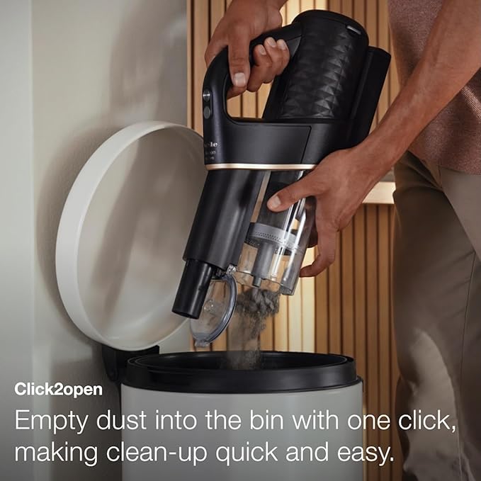Miele Duoflex Total Care Vacuum Cleaner, Cordless and Bagless Multi-Use, Multi-Floor Flexible Stick Vacuum with 4 Attachable Brushes and Accessories, in Obsidian Black / Rose Gold