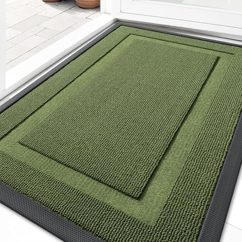 OLANLY Front Door Mat Outside 29.5x17, All-Season Heavy-Duty Rubber Doormat by OLANLY