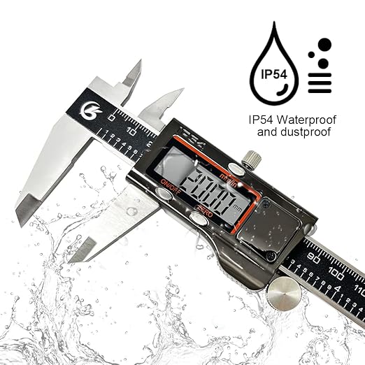 KETOTEK Digital Caliper Measuring Tool, IP54 Waterproof Stainless Steel Electronic Vernier Caliper 6 Inch/150mm Digital Micrometer with Large LCD Screen