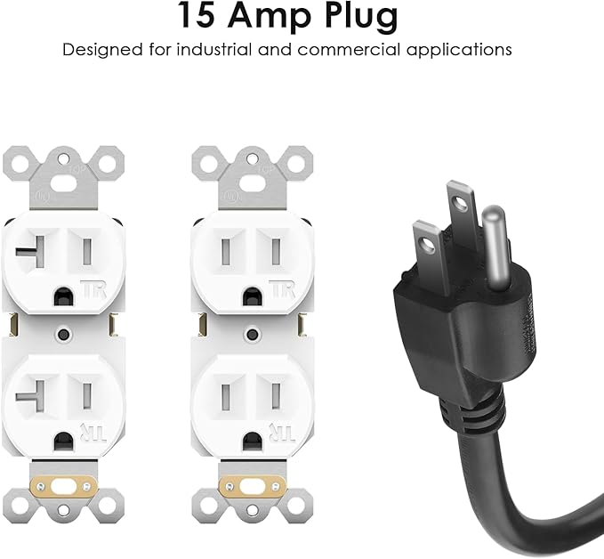 JUNNUJ Heavy Duty 20 Amp Surge Protector 4800J, Garage Metal 8 Outlets 12 Gauge, High Amp 5-15P Adapter Shop 6-20R T-Slot Industrial Outlet, 25 FT Extension Cord Commercial for Appliance