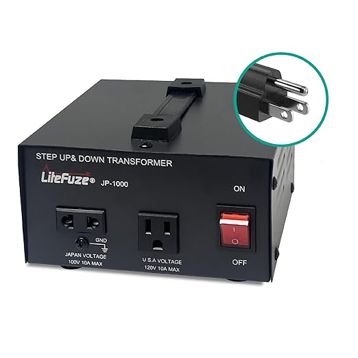LiteFuze 1000W Step-Up/Step-Down Transformer with Dual Sockets - Premium Copper Coil, Noise Reduction, and Circuit Breaker Protection (JP-1000)