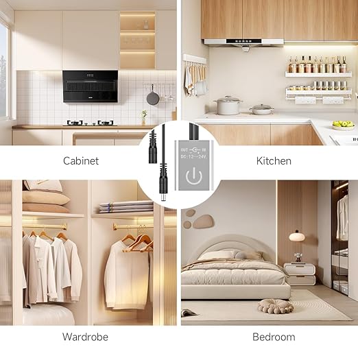 FCOB Mini Touch Dimmer Switch Brightness Adjustment Monochrome On/Off Touch Dimming Switch Controller for LED Cabinet Light COB LED Strip Bar 12/24VDC Max3A Silver (No Power or LED Strip)