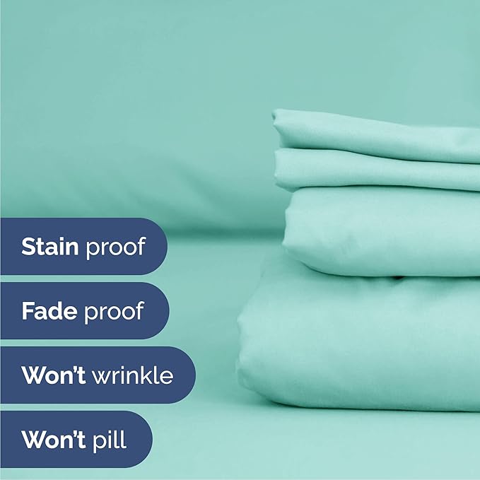 Queen 6 Piece Sheet Set - Cooling, Comfy & Breathable - Hotel Luxury Bedding, Includes Fitted Sheet for Women, Men, Kids & Teens - 1 Flat, 1 Fitted Sheet, 4 Pillowcases with Deep Pockets - Spa Blue
